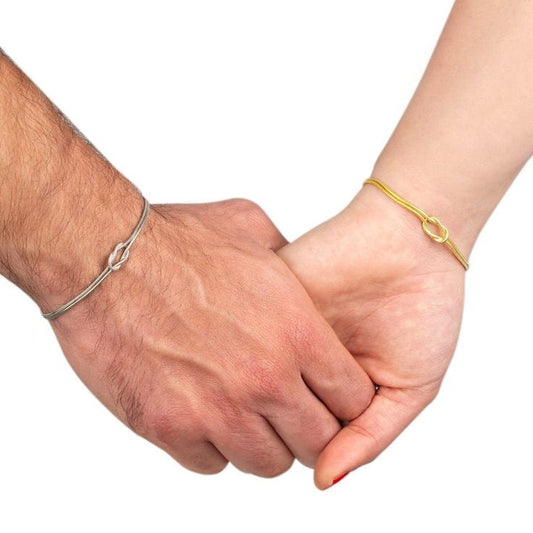 Dual Tone Couple Link Bracelet Set