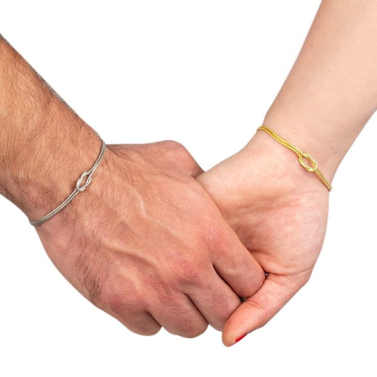 Dual Tone Couple Link Bracelet Set