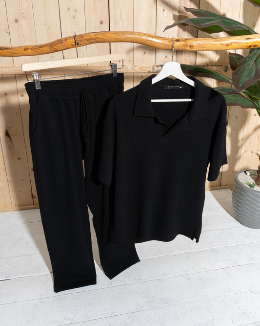 Marseille Fabric Collar T-Shirt & Jogger Set