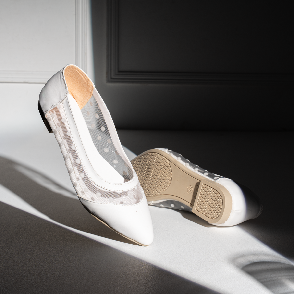 Lace-Side Ballerina Flats