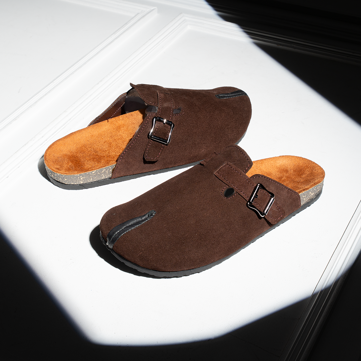 Natural Leather Ergonomic Toe Slippers