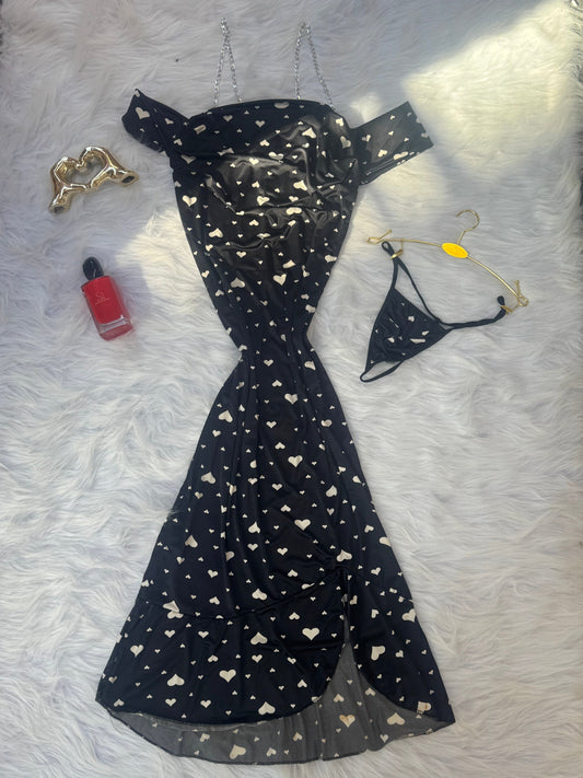 Premium Heart-Print Dress