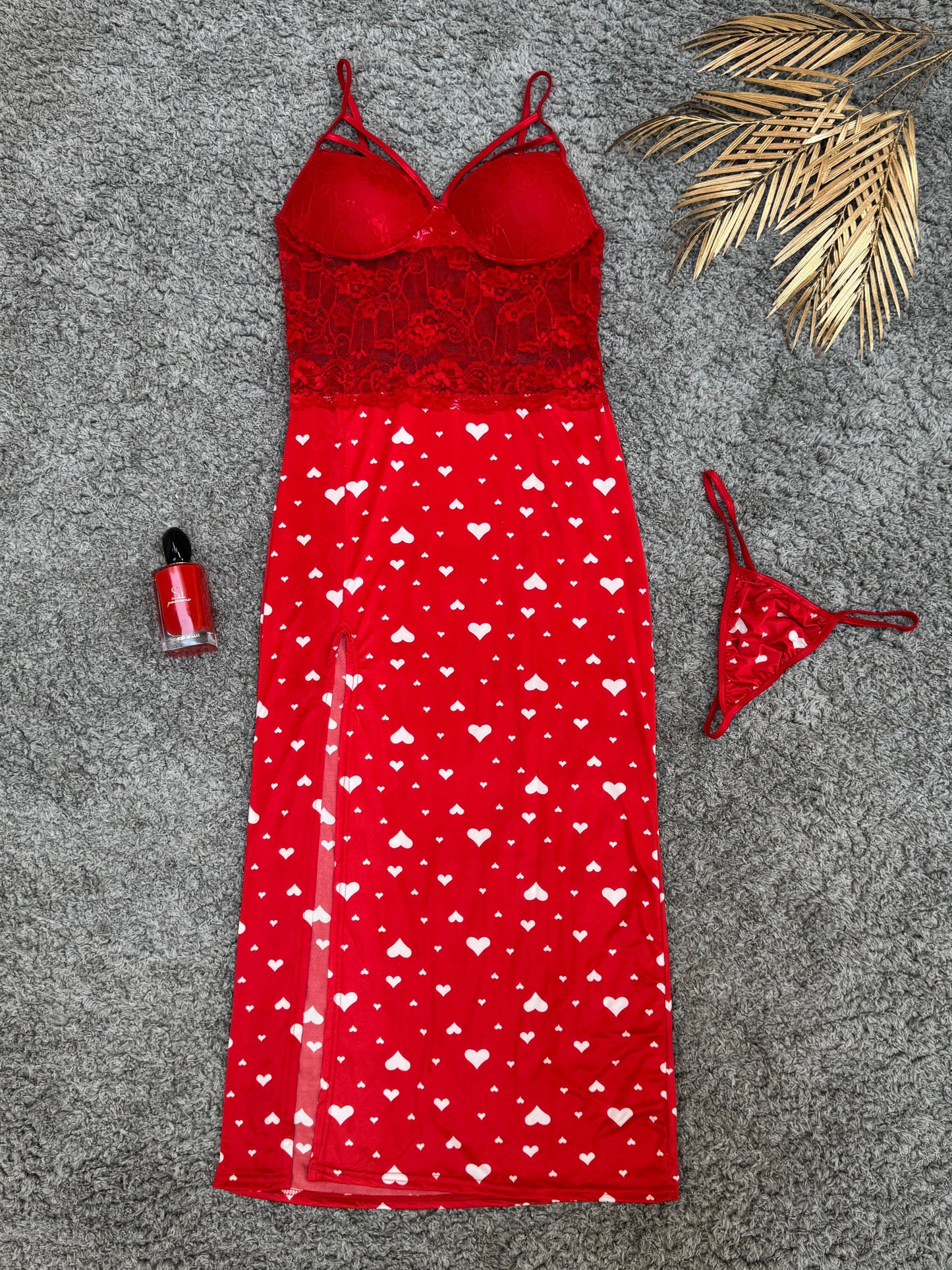 Chic Black & Red Dress with Heart Patterns