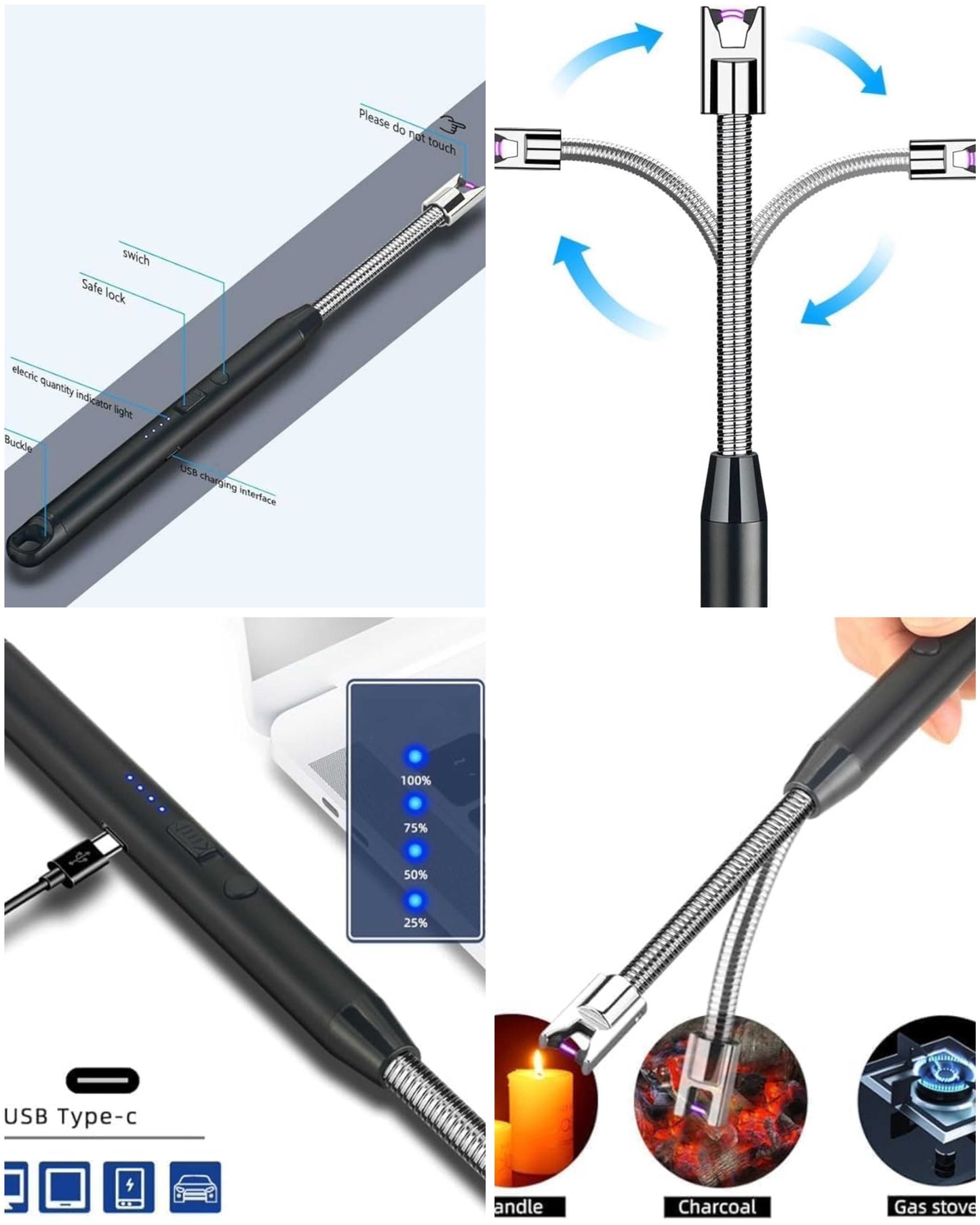 Rechargeable Windproof Electric Kitchen Lighter