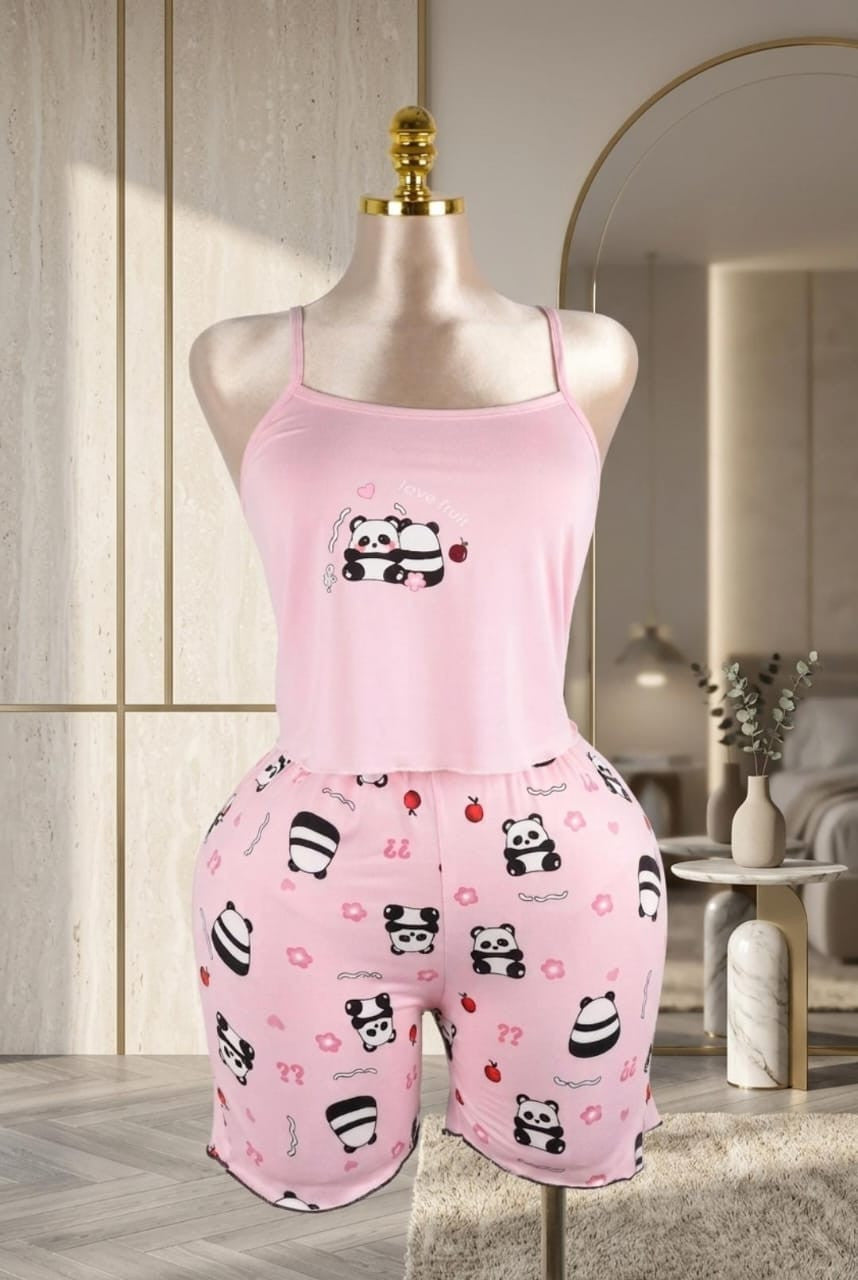 Panda Print Pajama Set
