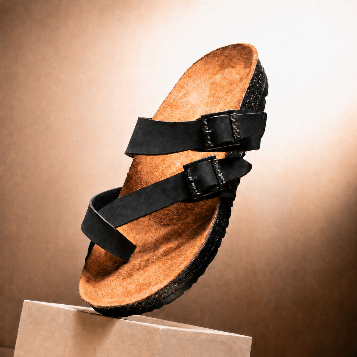 Metal Buckle Suede Slides