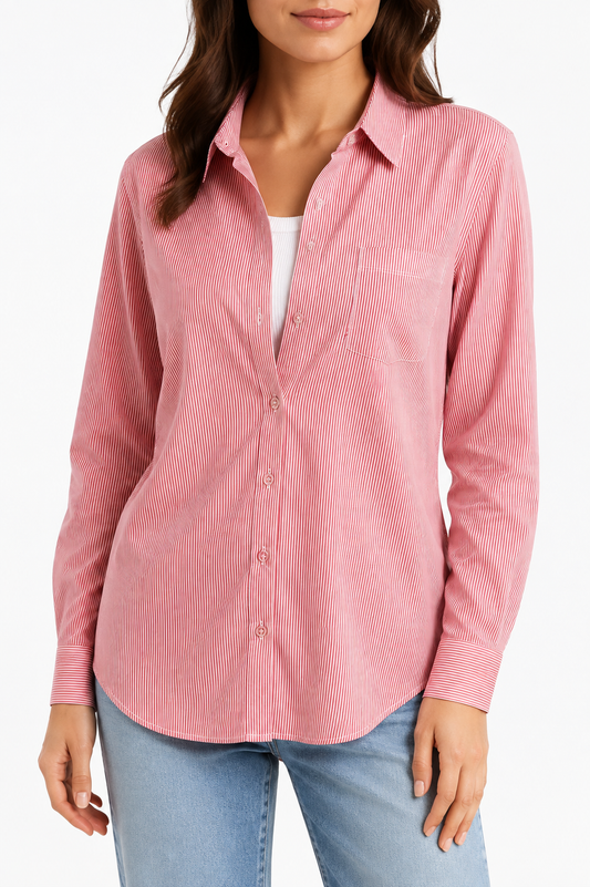 Women's Red Striped Shirt
