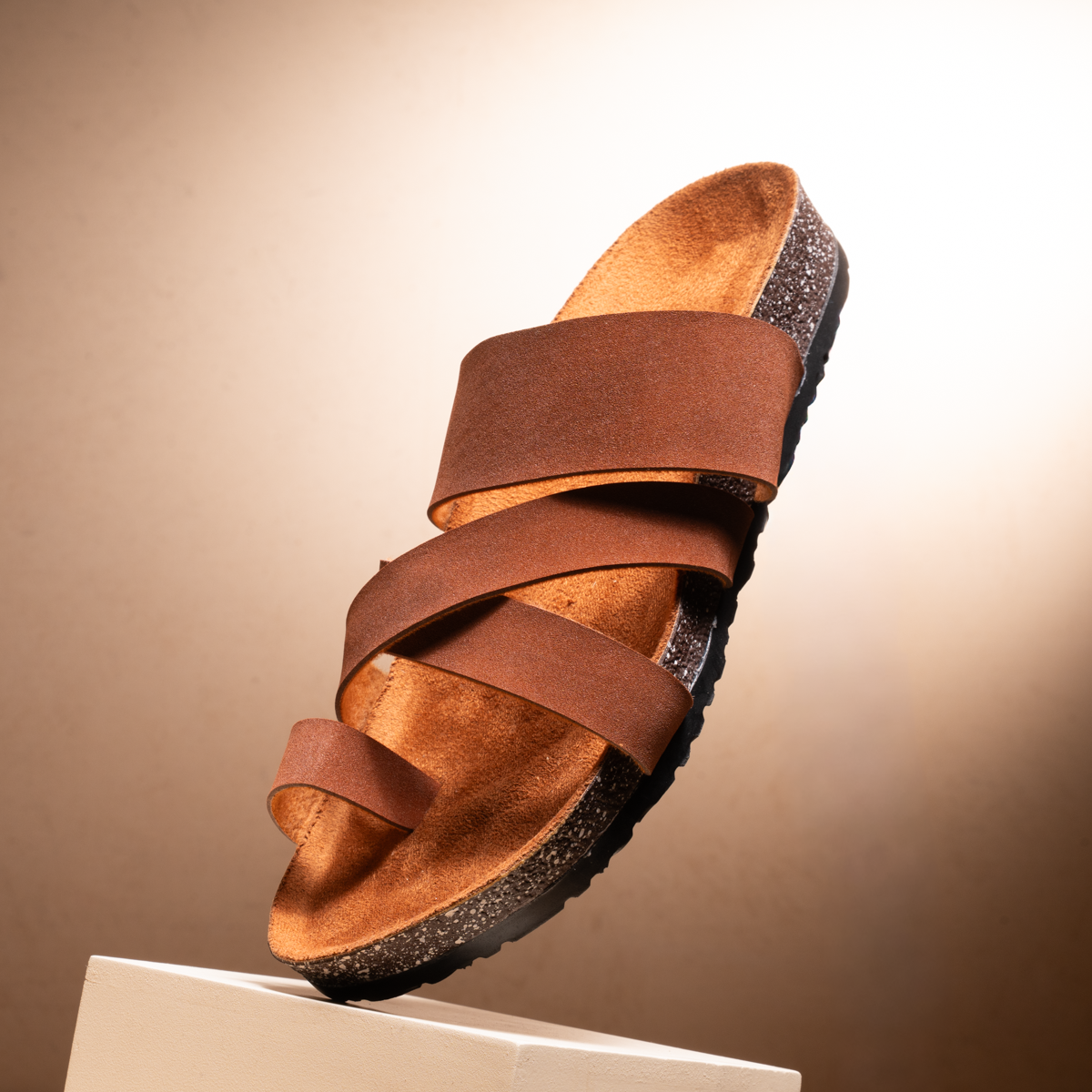 Suede Toe Strap Slides