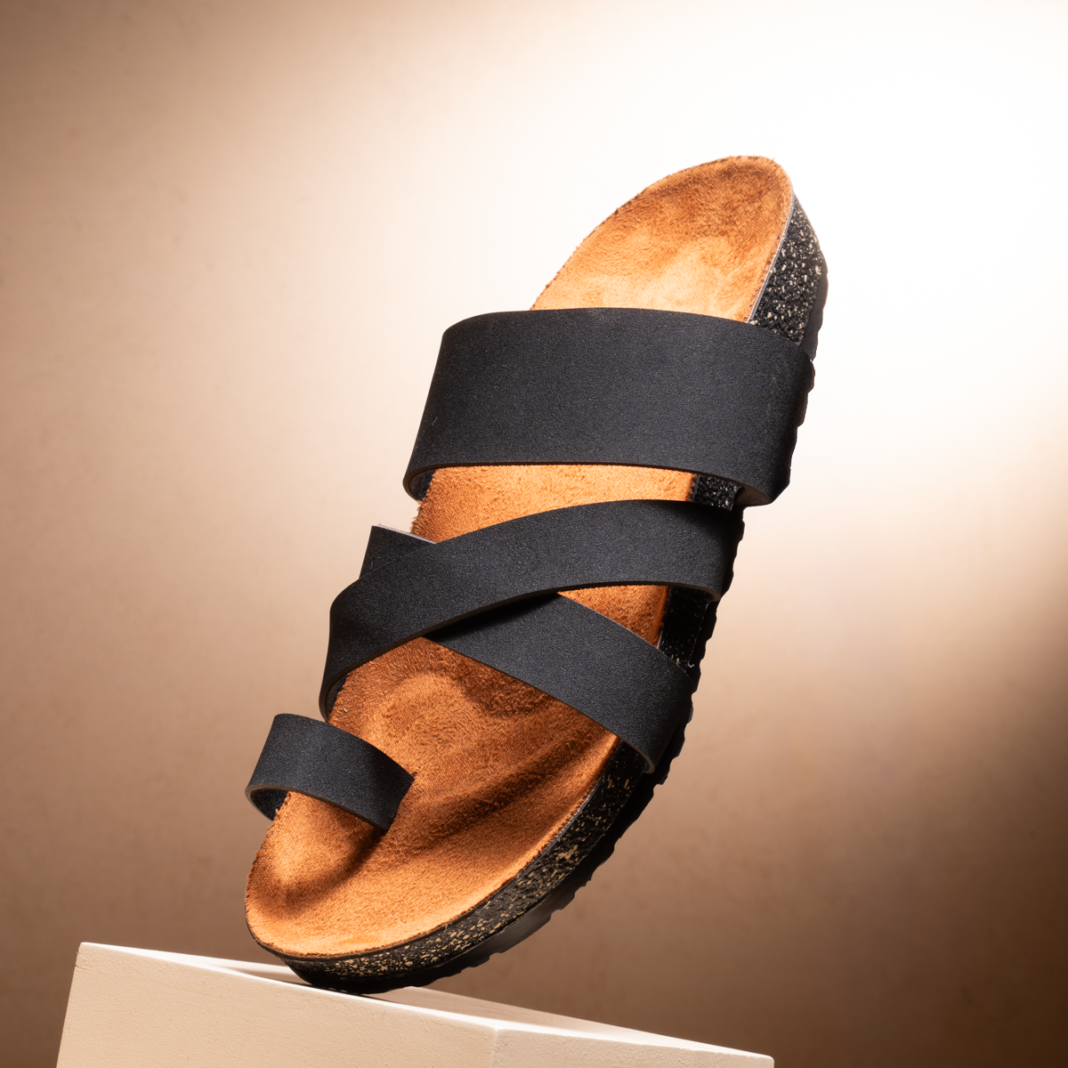 Suede Toe Strap Slides