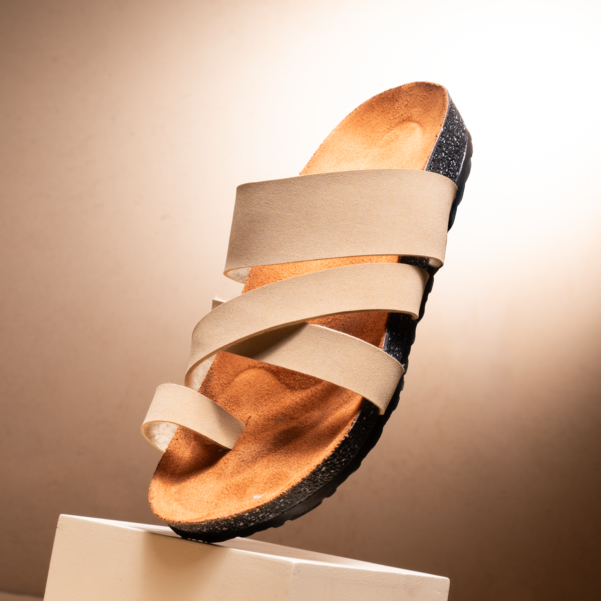 Suede Toe Strap Slides