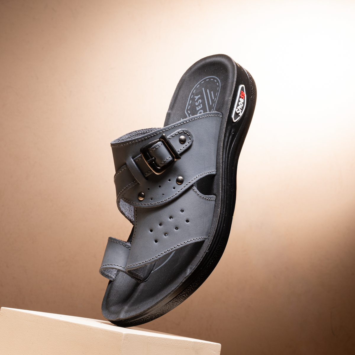 Men’s 4 Buckle Leather Slippers