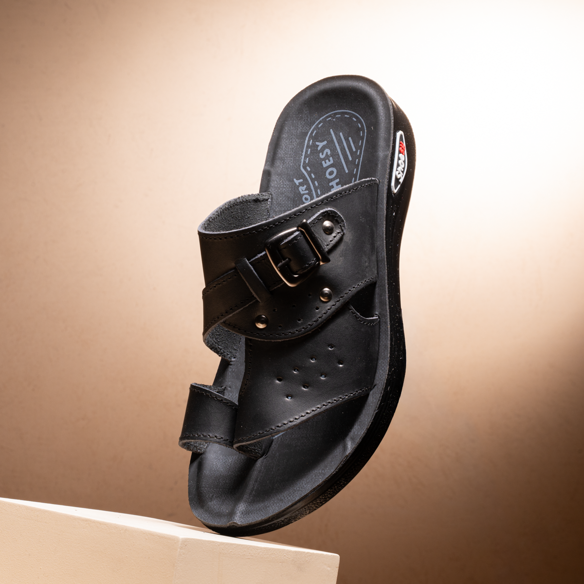 Men’s 4 Buckle Leather Slippers