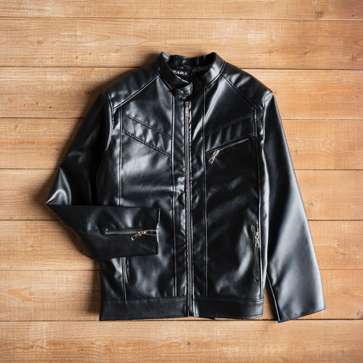 Men’s Faux Fur-Lined Leather Jacket