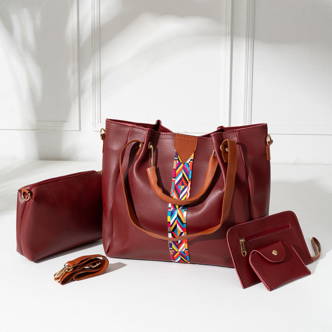 Luxury Women’s Leather Bag Combo – 4 Pieces