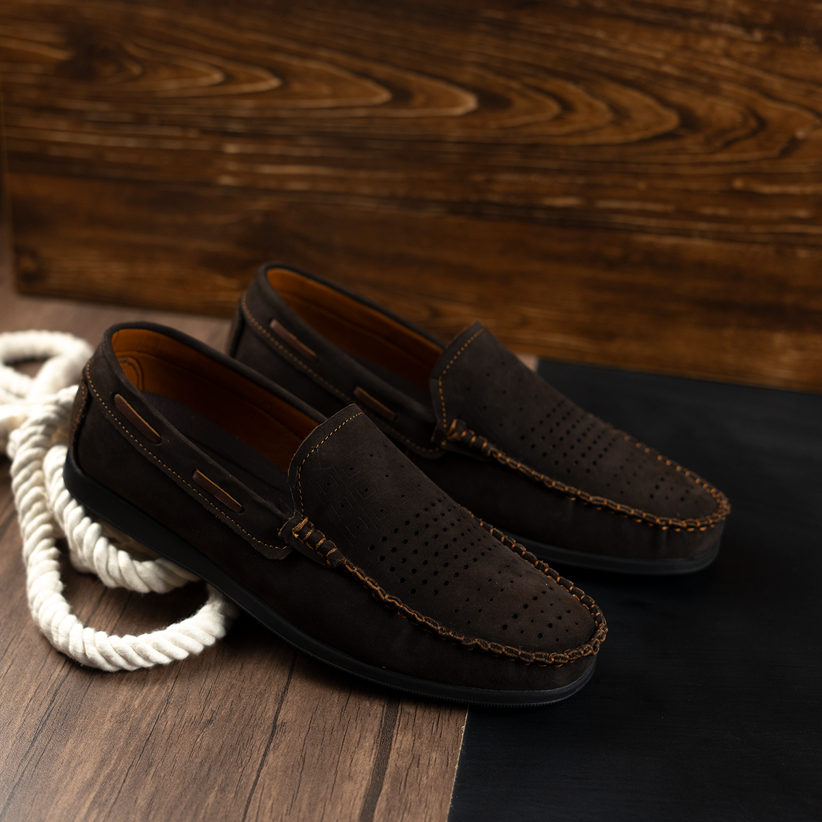 Men's Perforated Suede Loafer