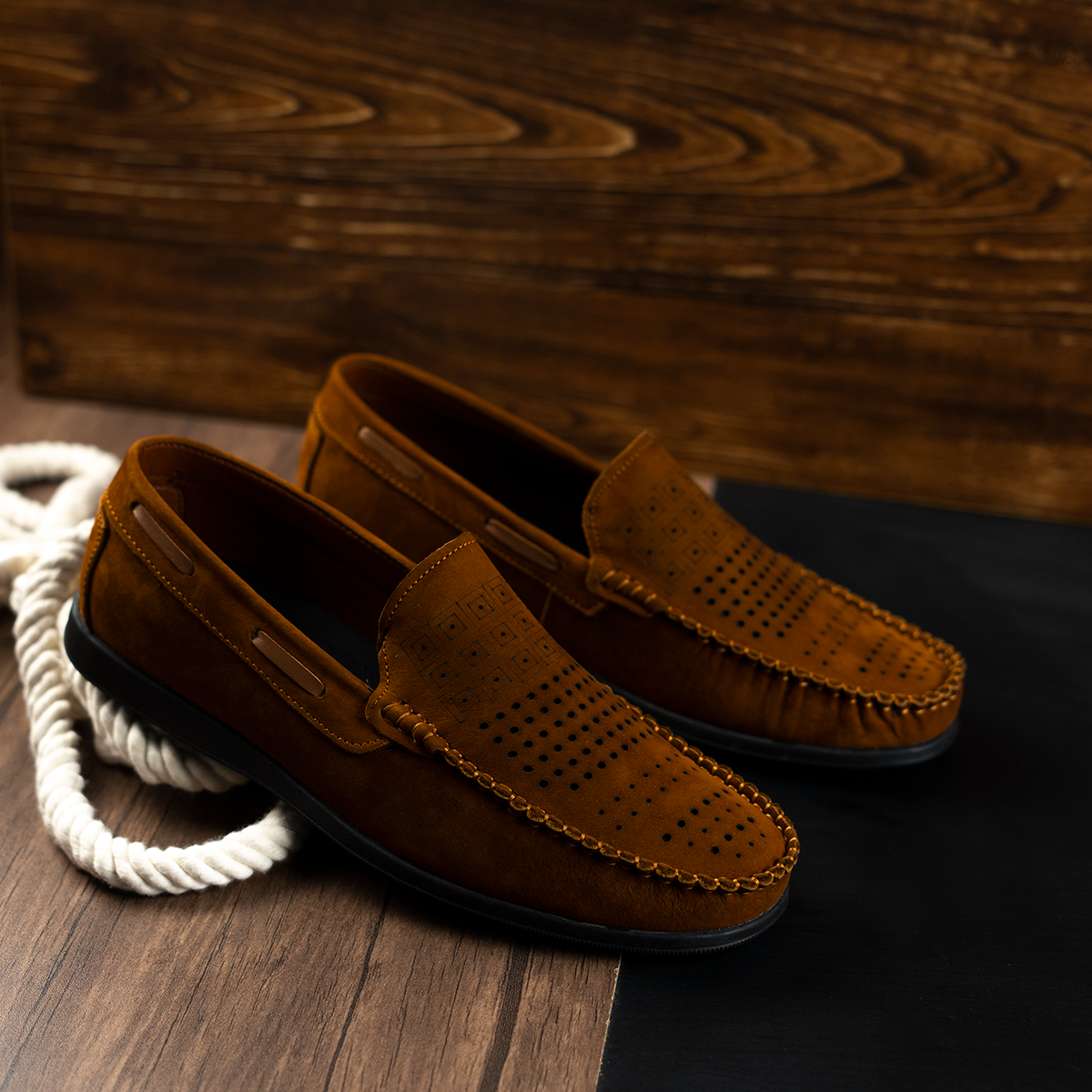 Men's Perforated Suede Loafer