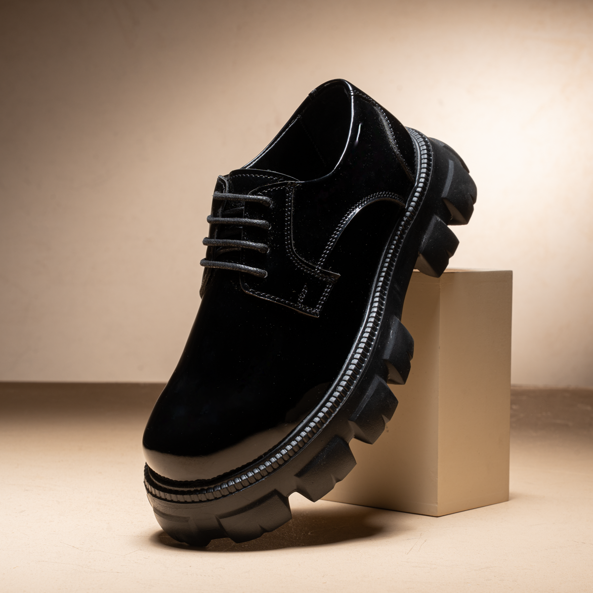 Glossy Casual Lace-Ups