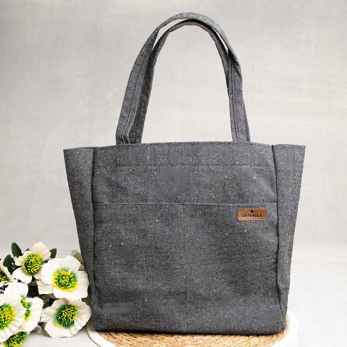Thick Canvas Tote Bag with Zipper