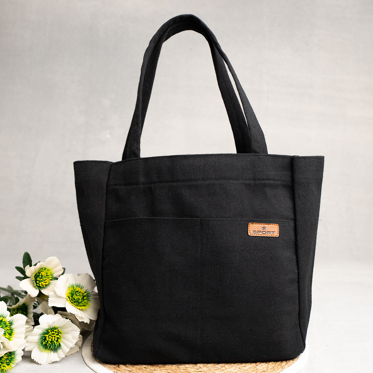 Thick Canvas Tote Bag with Zipper