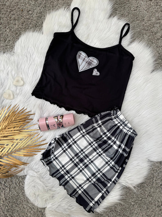 Cozy Checkered Pajama Set – Soft Cotton 2-Piece