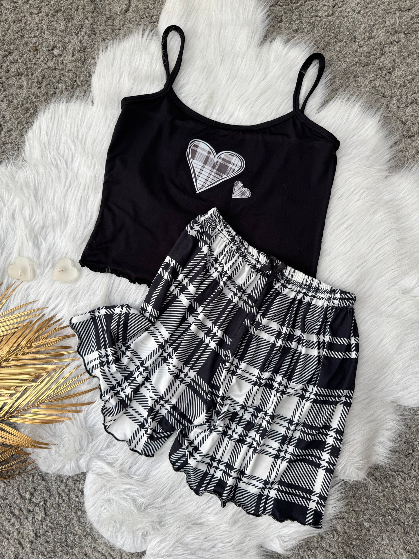 Cozy Checkered Pajama Set – Soft Cotton 2-Piece