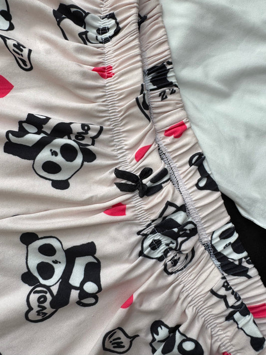Cute Panda Print Hot Shorts & Sleeveless Top Set