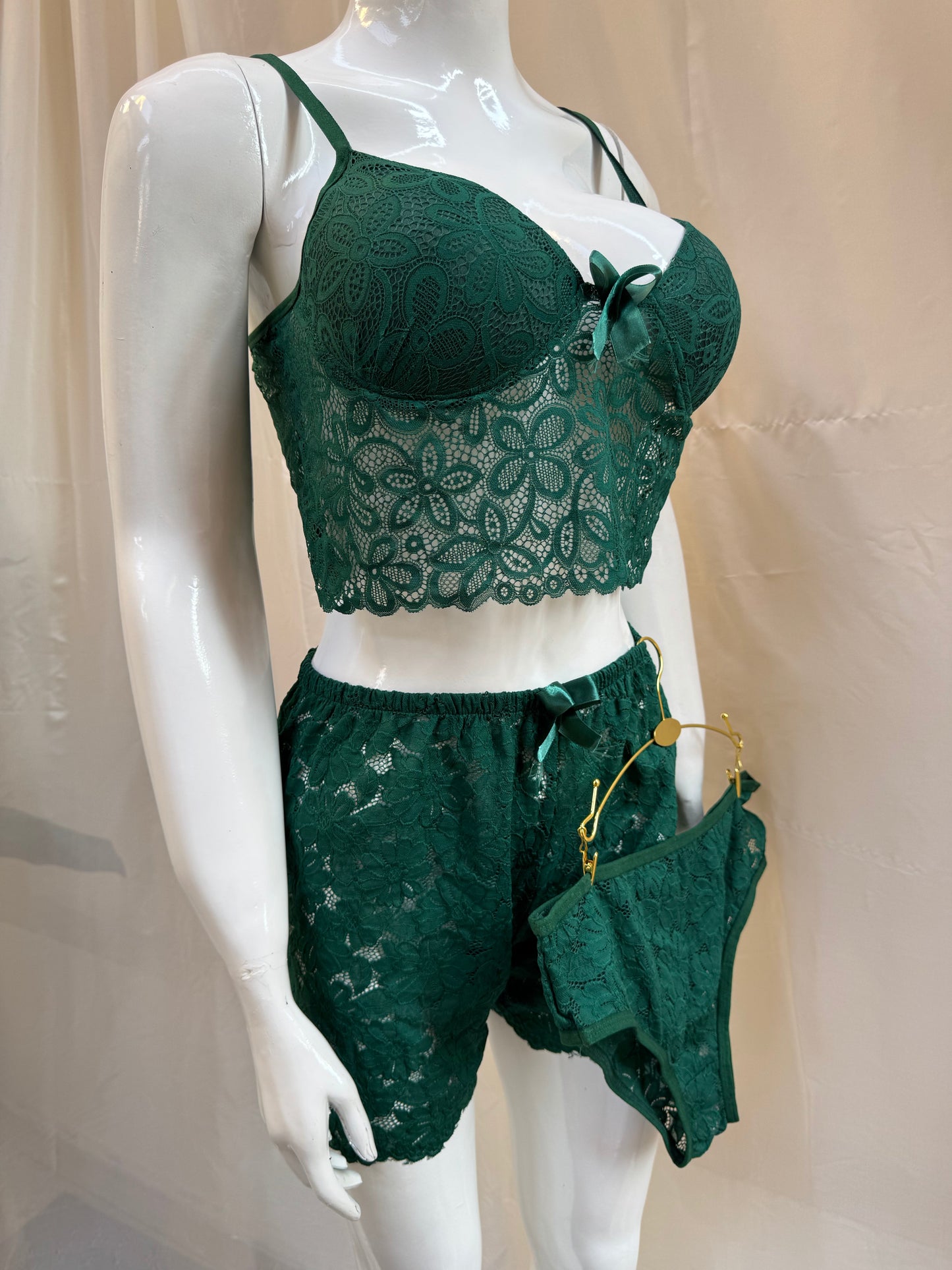 3-Piece Soft Lounge Set – Bralette, Shorts & Panty