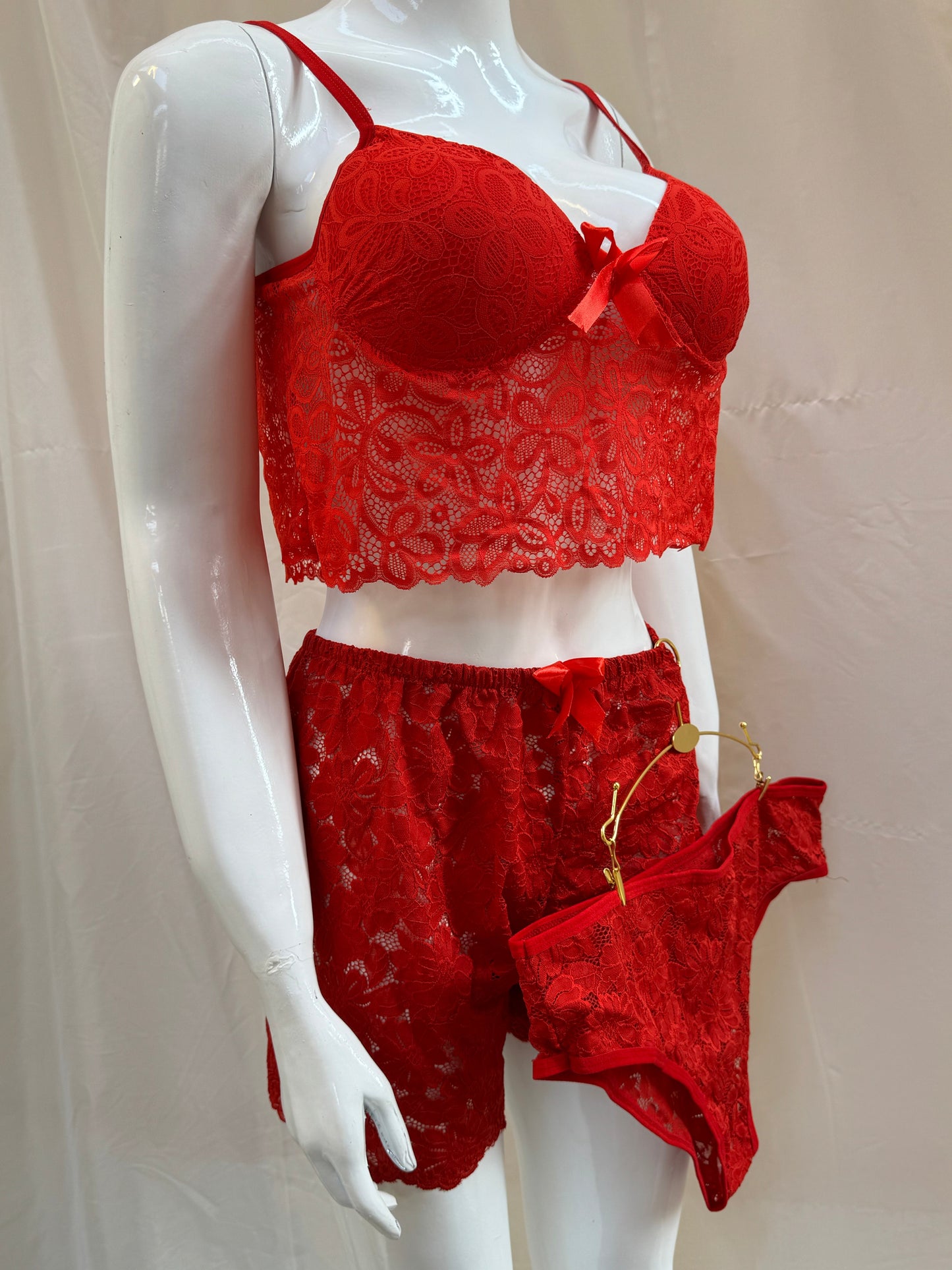 3-Piece Soft Lounge Set – Bralette, Shorts & Panty