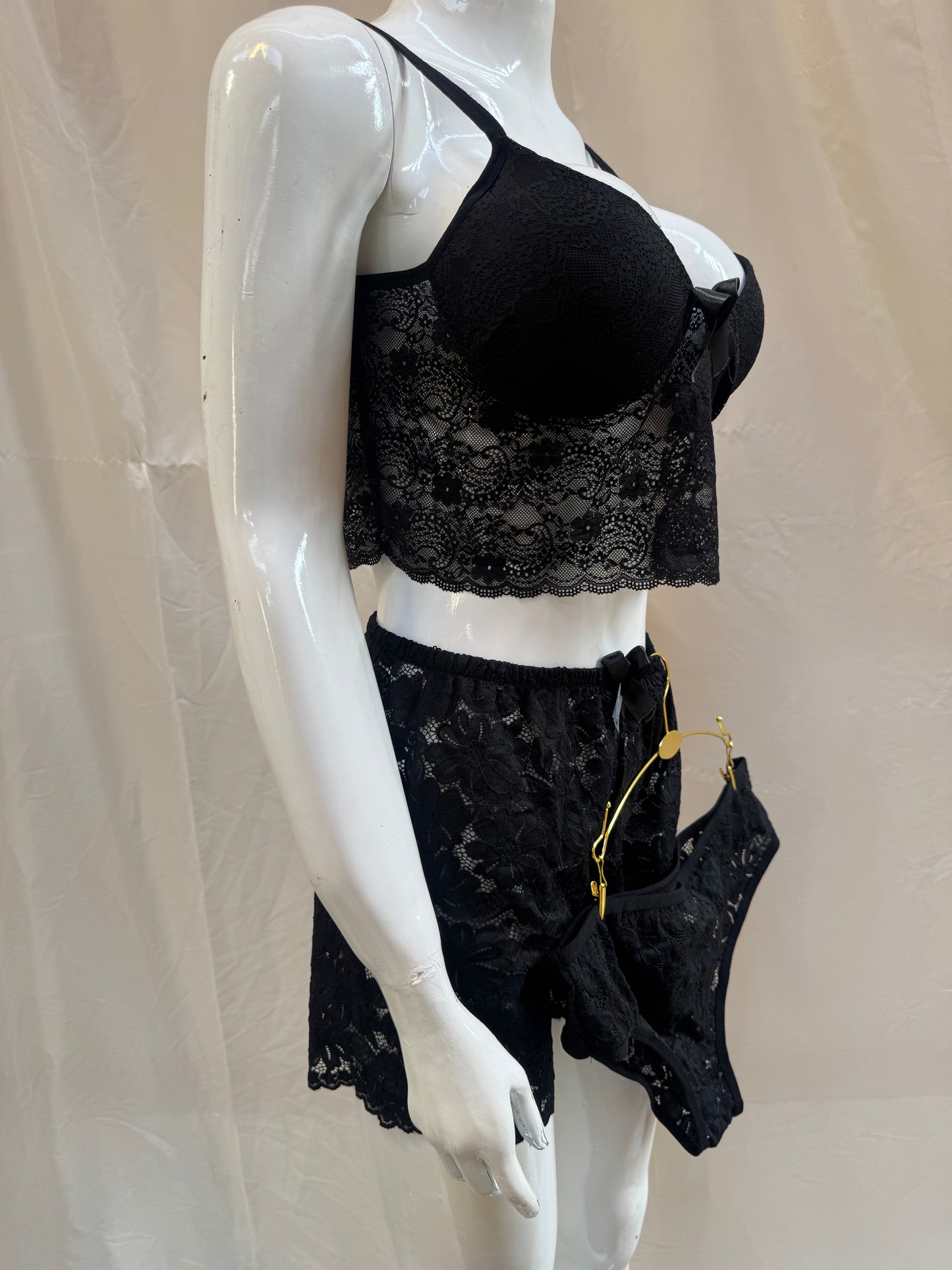 3-Piece Soft Lounge Set – Bralette, Shorts & Panty