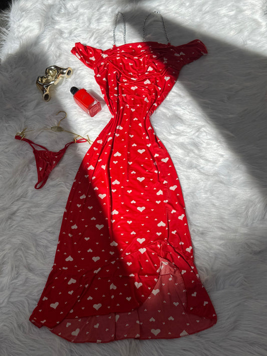 Premium Heart-Print Dress