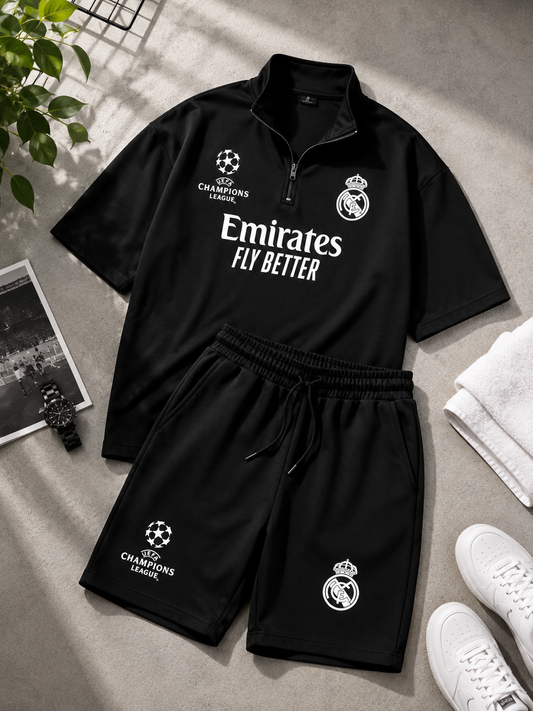 Real Madrid Half-Zip & Shorts Set