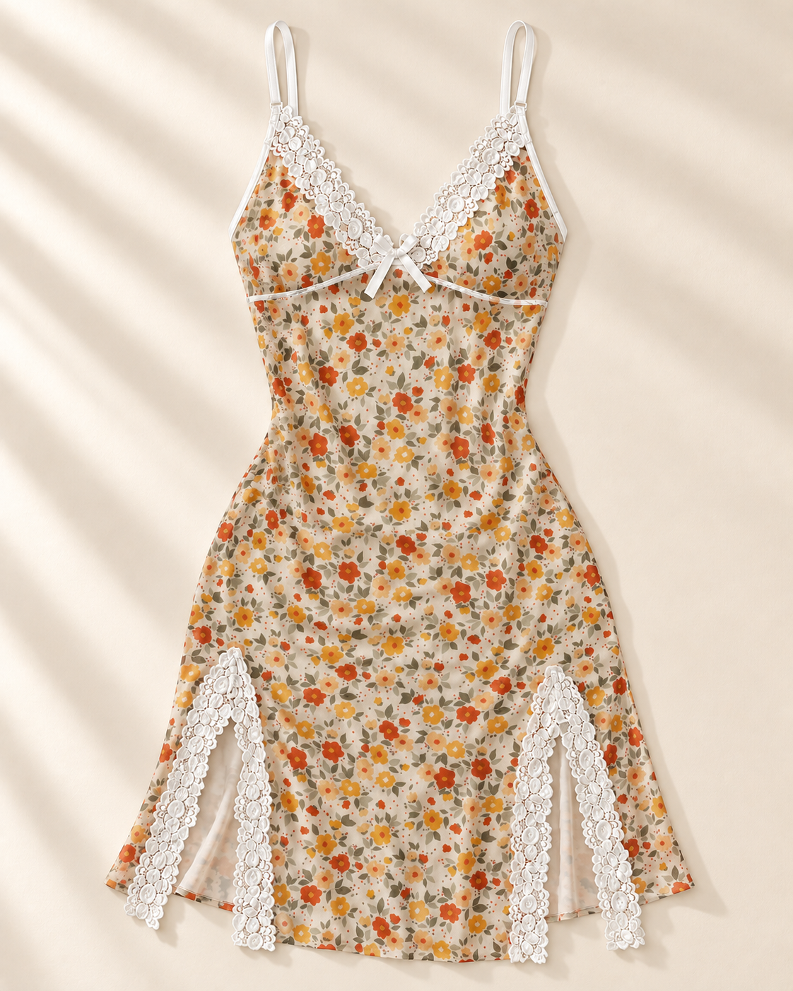 Floral Chiffon Short Night Dress