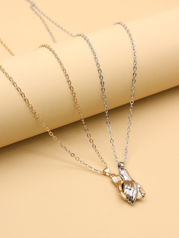 Couples Holding Hands Necklace