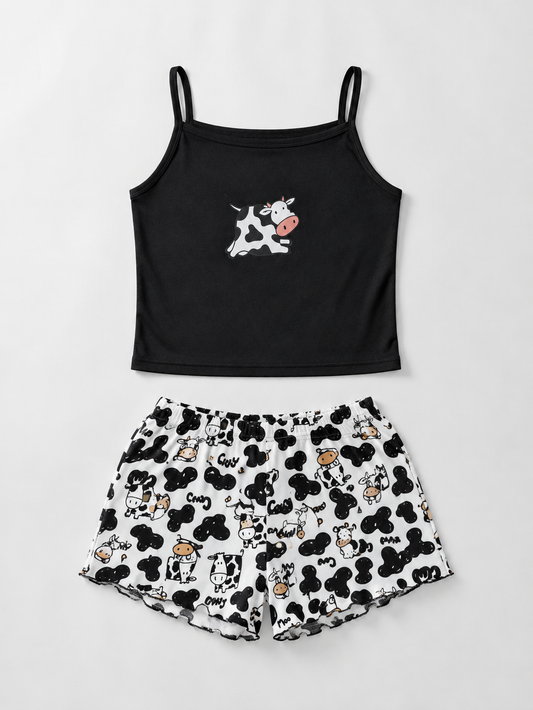Cow Print Pajama Set