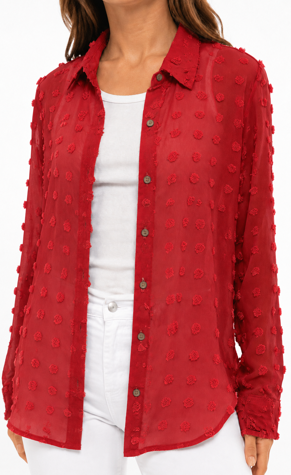 Women's Popcorn Ruffle Shirt