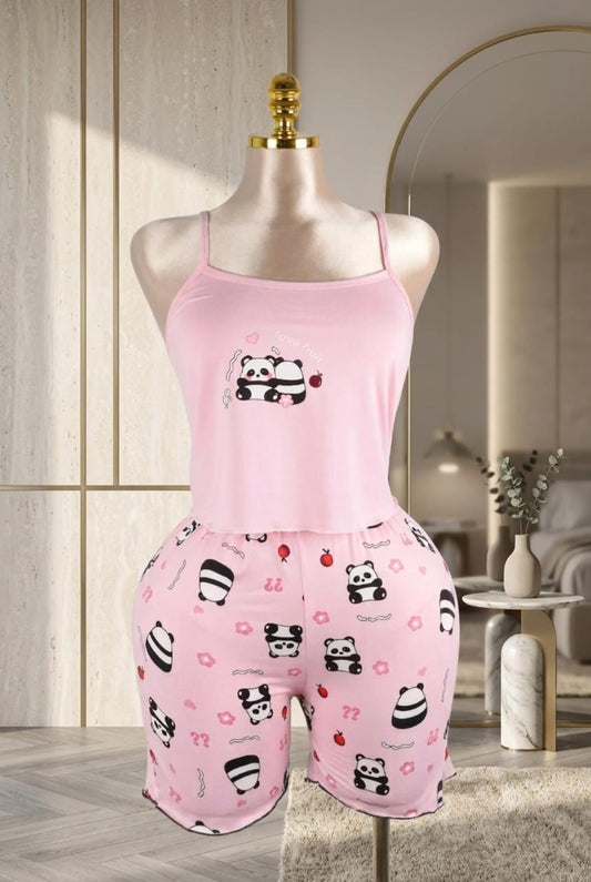 Panda Print Pajama Set